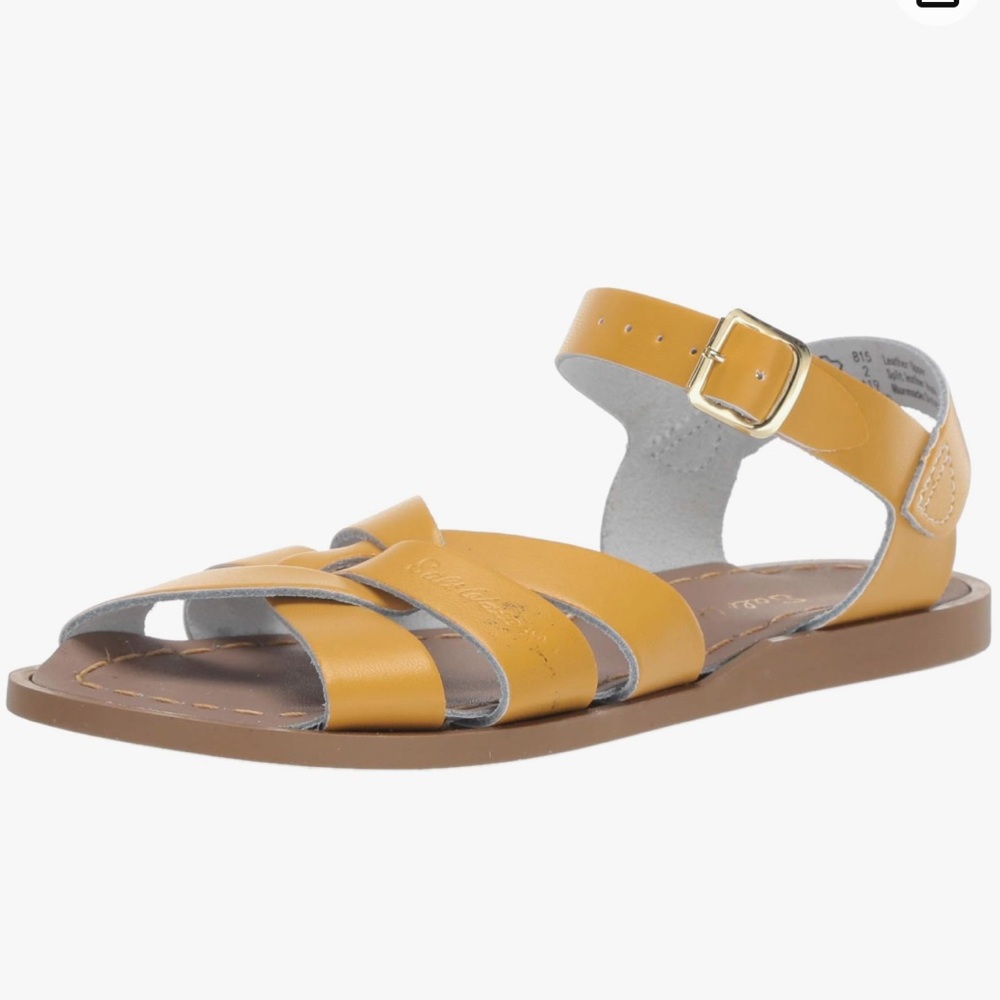 Saltwater kids yellow leather sandals never worn size 13